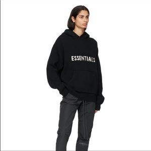 ESSENTIALS Black Knit Jogger Logo Hoodie